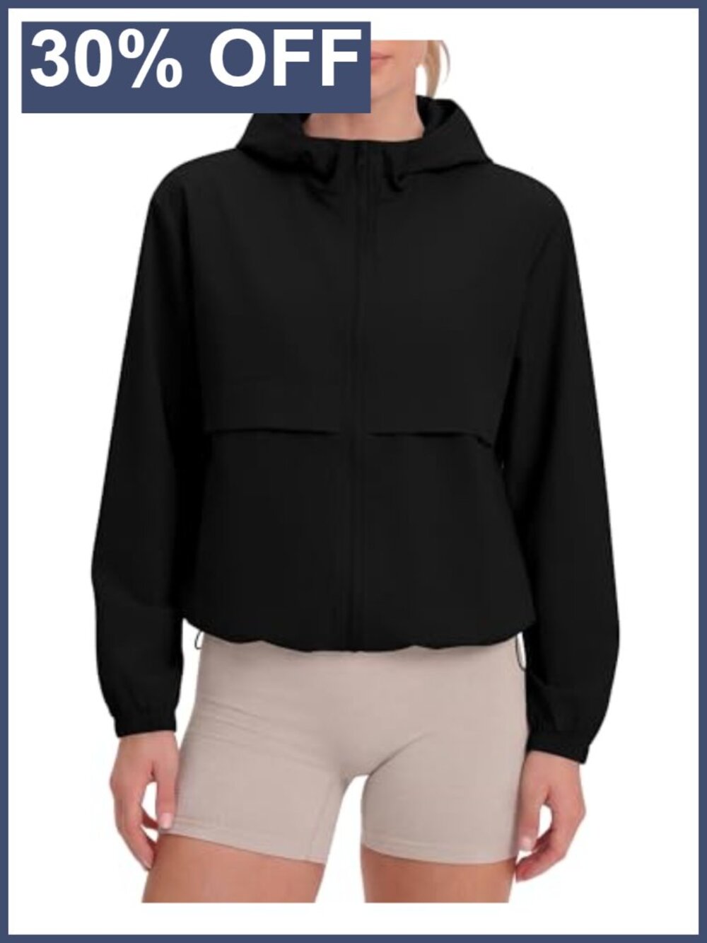 Lightweight Full Zip Athletic Hoodie Nylon Spandex Workout Jacket